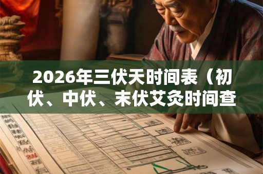 2026年三伏天时间表（初伏、中伏、末伏艾灸时间查询）