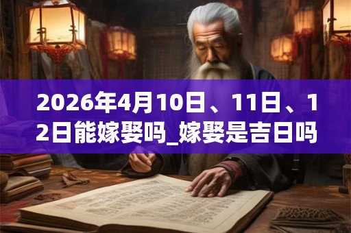 2026年4月10日、11日、12日能嫁娶吗_嫁娶是吉日吗 2026年4月10日、11日、12日能嫁娶吗_嫁娶是吉日吗