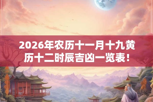 2026年农历十一月十九黄历十二时辰吉凶一览表！