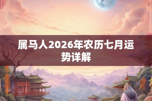 属马人2026年农历七月运势详解