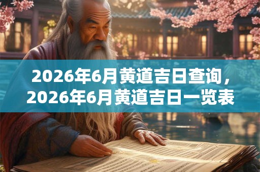 2026年6月黄道吉日查询，2026年6月黄道吉日一览表