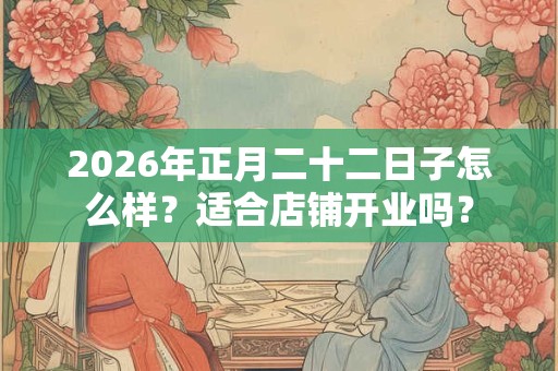 2026年正月二十二日子怎么样？适合店铺开业吗？