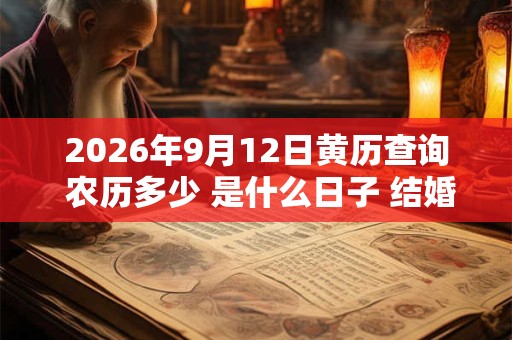 2026年9月12日黄历查询 农历多少 是什么日子 结婚吉时