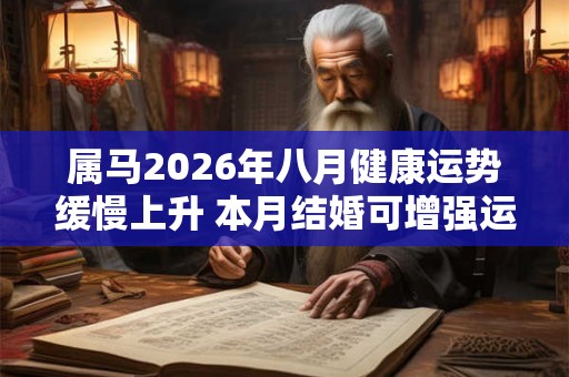 属马2026年八月健康运势缓慢上升 本月结婚可增强运势