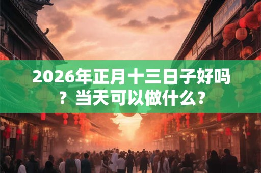 2026年正月十三日子好吗？当天可以做什么？