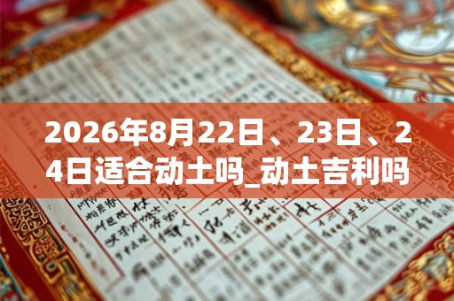 2026年8月22日、23日、24日适合动土吗_动土吉利吗