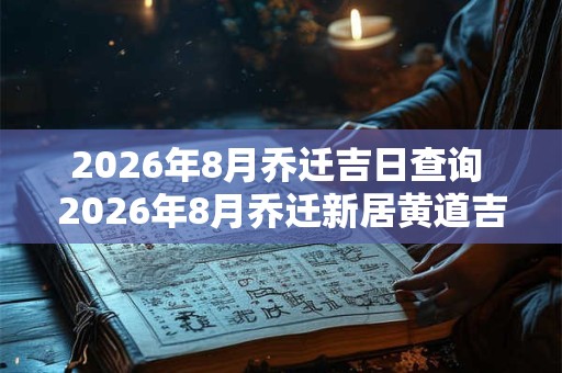 2026年8月乔迁吉日查询 2026年8月乔迁新居黄道吉日