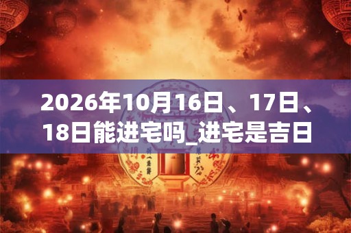 2026年10月16日、17日、18日能进宅吗_进宅是吉日吗 2026年10月16日、17日、18日能进宅吗_进宅是吉日吗