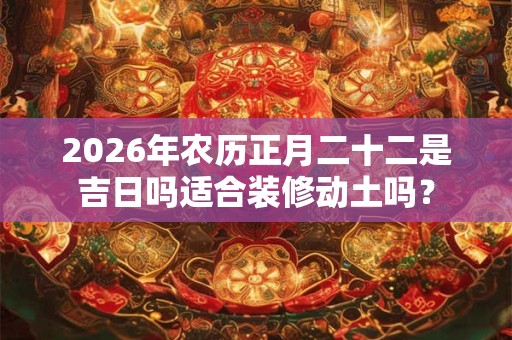 2026年农历正月二十二是吉日吗适合装修动土吗？