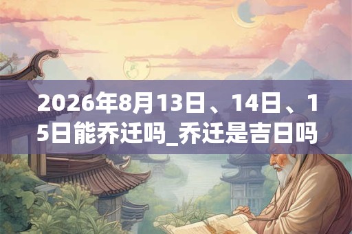 2026年8月13日、14日、15日能乔迁吗_乔迁是吉日吗