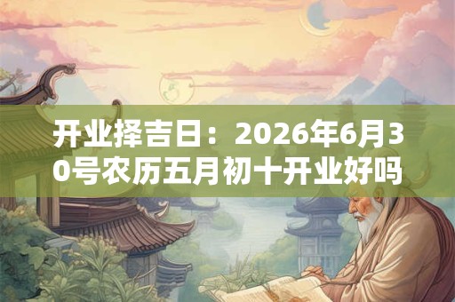 开业择吉日：2026年6月30号农历五月初十开业好吗