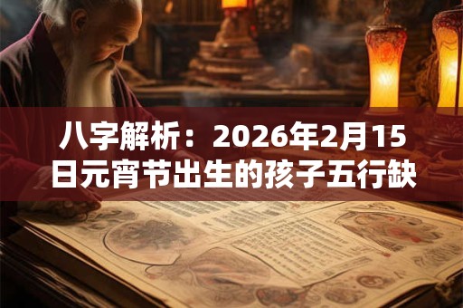 八字解析：2026年2月15日元宵节出生的孩子五行缺什么 是什么命