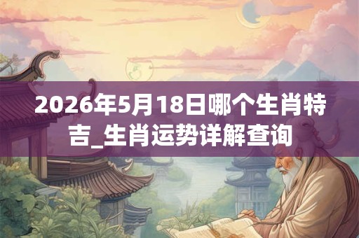 2026年5月18日哪个生肖特吉_生肖运势详解查询