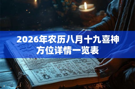 2026年农历八月十九喜神方位详情一览表