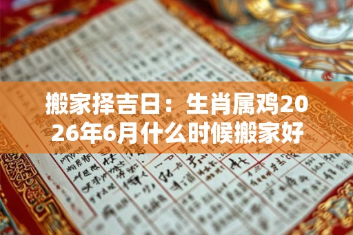 搬家择吉日：生肖属鸡2026年6月什么时候搬家好