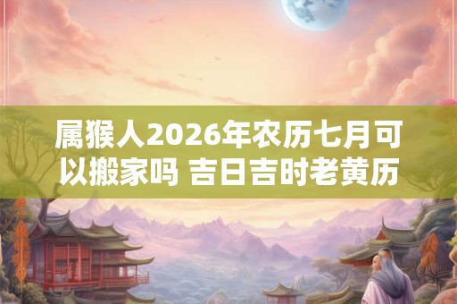 属猴人2026年农历七月可以搬家吗 吉日吉时老黄历查询