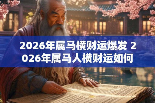 2026年属马横财运爆发 2026年属马人横财运如何