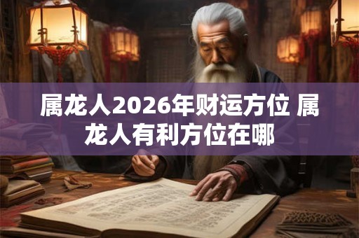 属龙人2026年财运方位 属龙人有利方位在哪