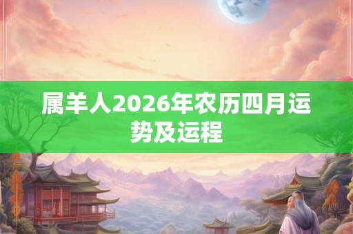 属羊人2026年农历四月运势及运程
