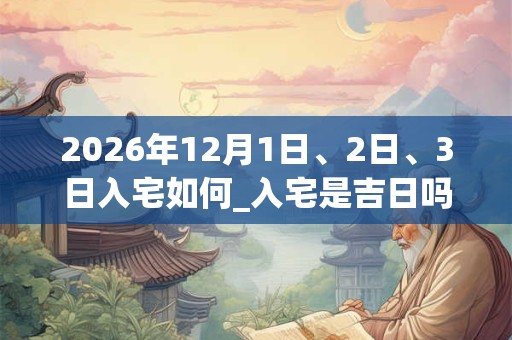 2026年12月1日、2日、3日入宅如何_入宅是吉日吗