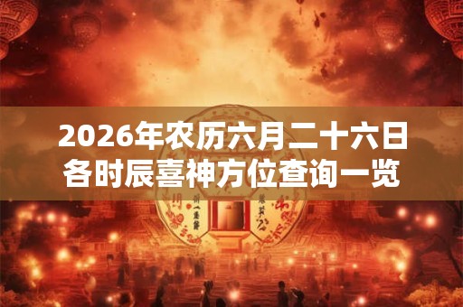 2026年农历六月二十六日各时辰喜神方位查询一览