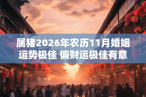 属猪2026年农历11月婚姻运势极佳 偏财运极佳有意外之财