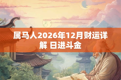 属马人2026年12月财运详解 日进斗金