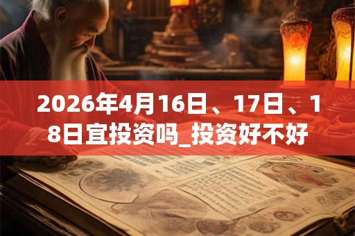 2026年4月16日、17日、18日宜投资吗_投资好不好