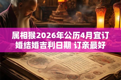 属相猴2026年公历4月宜订婚结婚吉利日期 订亲最好吉日 属相猴2026年公历4月宜订婚结婚吉利日期 订亲最好吉日