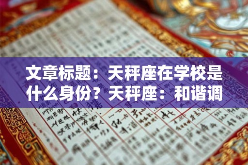 文章标题：天秤座在学校是什么身份？天秤座：和谐调停家庭纷争