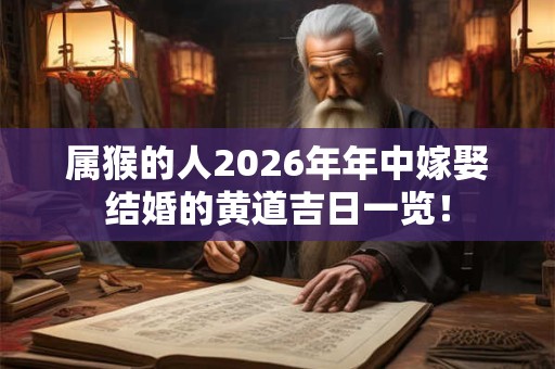 属猴的人2026年年中嫁娶结婚的黄道吉日一览！