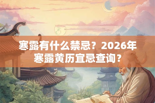 寒露有什么禁忌？2026年寒露黄历宜忌查询？