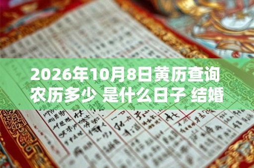 2026年10月8日黄历查询 农历多少 是什么日子 结婚吉时
