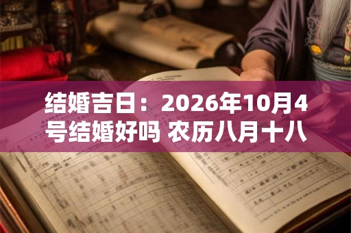 结婚吉日:2026年10月4号结婚好吗 农历八月十八日子如何 结婚吉日:2026年10月4号结婚好吗 农历八月十八日子如何