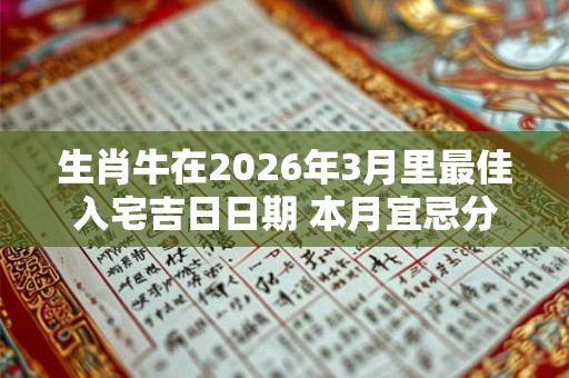 生肖牛在2026年3月里最佳入宅吉日日期 本月宜忌分析
