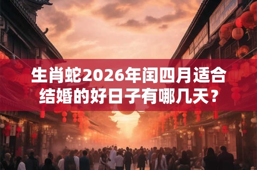生肖蛇2026年闰四月适合结婚的好日子有哪几天？