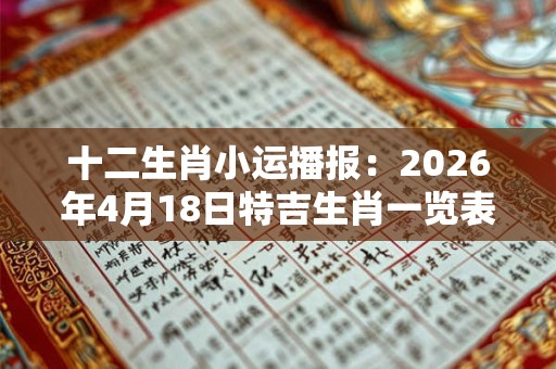十二生肖小运播报：2026年4月18日特吉生肖一览表