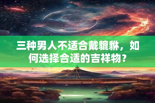 三种男人不适合戴貔貅，如何选择合适的吉祥物？