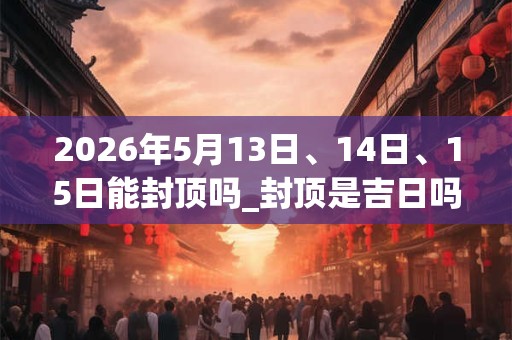 2026年5月13日、14日、15日能封顶吗_封顶是吉日吗