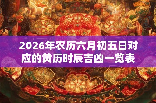 2026年农历六月初五日对应的黄历时辰吉凶一览表