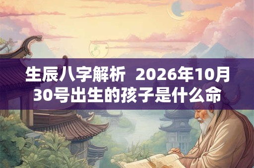 生辰八字解析  2026年10月30号出生的孩子是什么命