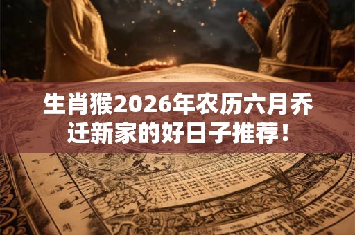 生肖猴2026年农历六月乔迁新家的好日子推荐！