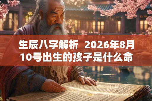 生辰八字解析  2026年8月10号出生的孩子是什么命