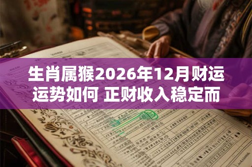 生肖属猴2026年12月财运运势如何 正财收入稳定而又丰足