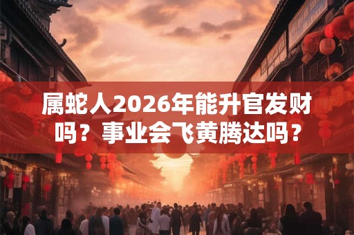 属蛇人2026年能升官发财吗?事业会飞黄腾达吗? 属蛇人2026年能升官发财吗?事业会飞黄腾达吗?