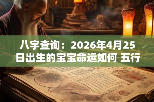 八字查询:2026年4月25日出生的宝宝命运如何 五行缺什么 八字查询:2026年4月25日出生的宝宝命运如何 五行缺什么