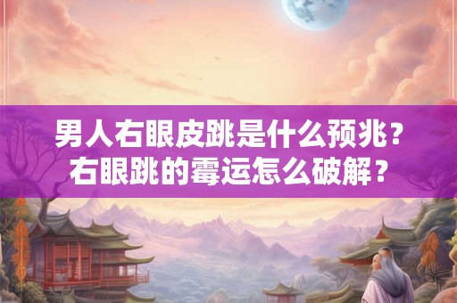 男人右眼皮跳是什么预兆？右眼跳的霉运怎么破解？