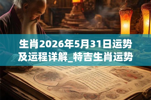 生肖2026年5月31日运势及运程详解_特吉生肖运势吉凶