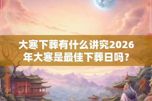 大寒下葬有什么讲究2026年大寒是最佳下葬日吗? 大寒下葬有什么讲究2026年大寒是最佳下葬日吗?