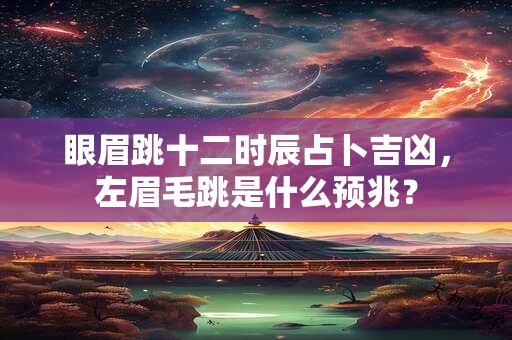 眼眉跳十二时辰占卜吉凶，左眉毛跳是什么预兆？